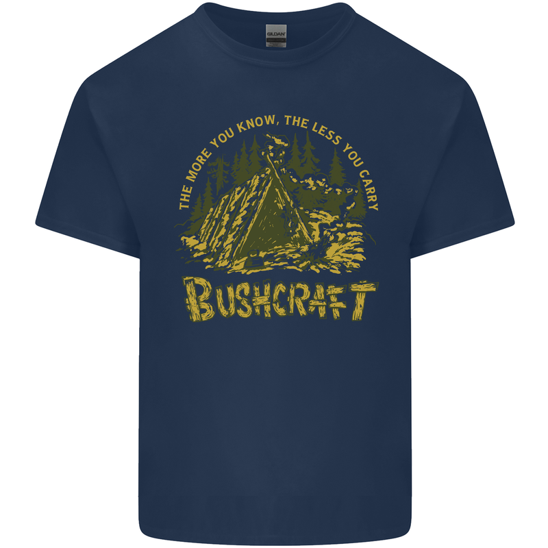 Bushcraft Funny Outdoor Persuits Camping Scouts Mens Cotton T-Shirt Tee Top Navy Blue