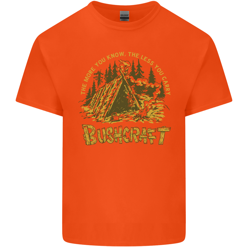 Bushcraft Funny Outdoor Persuits Camping Scouts Mens Cotton T-Shirt Tee Top Orange