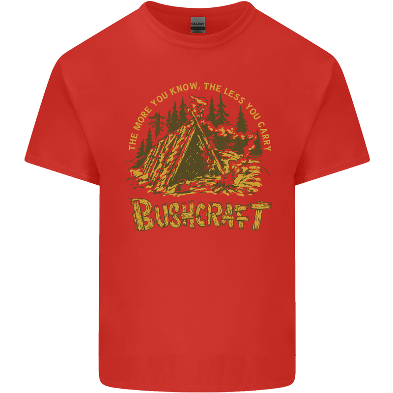 Bushcraft Funny Outdoor Persuits Camping Scouts Mens Cotton T-Shirt Tee Top Red