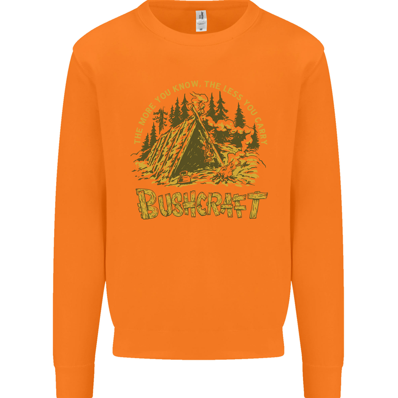 Bushcraft Funny Outdoor Persuits Camping Scouts Mens Sweatshirt Jumper Orange