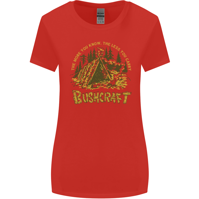 Bushcraft Funny Outdoor Persuits Camping Scouts Womens Wider Cut T-Shirt Red