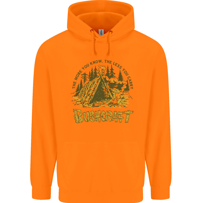 Bushcraft Funny Outdoor Pursuits Scouts Camping Childrens Kids Hoodie Orange