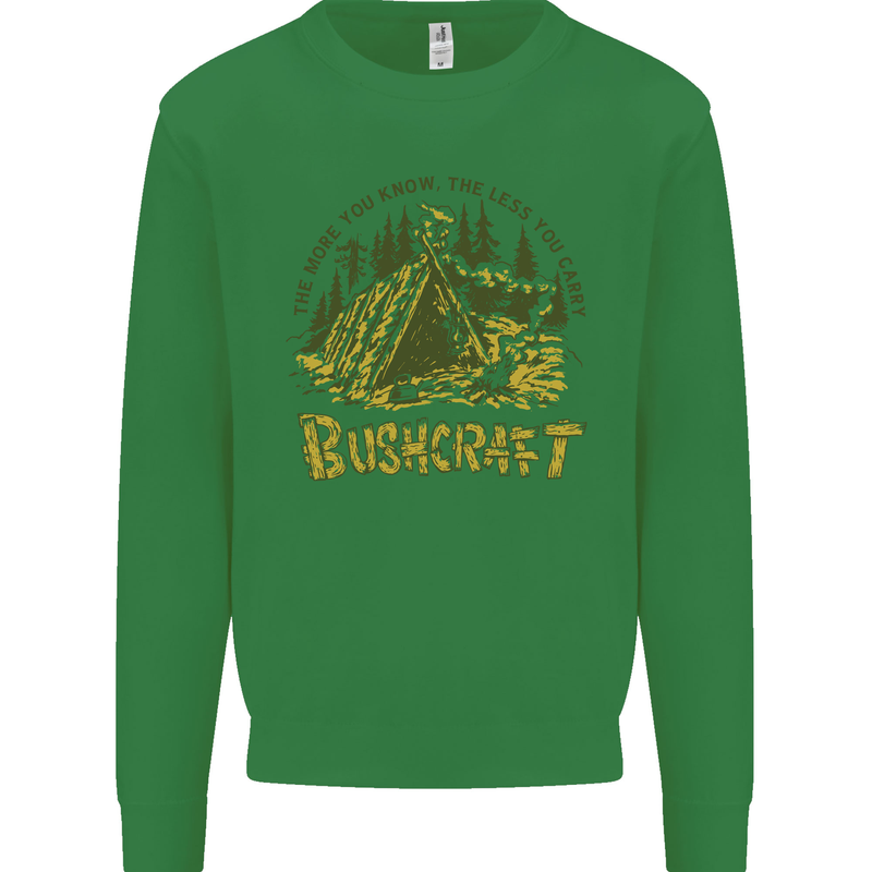 Bushcraft Funny Outdoor Pursuits Scouts Camping Kids Sweatshirt Jumper Irish Green