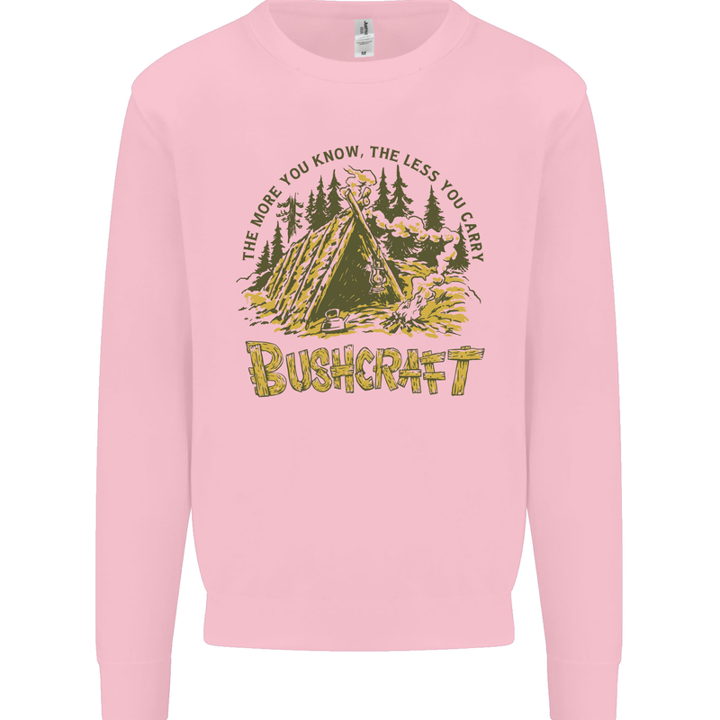 Bushcraft Funny Outdoor Pursuits Scouts Camping Kids Sweatshirt Jumper Light Pink