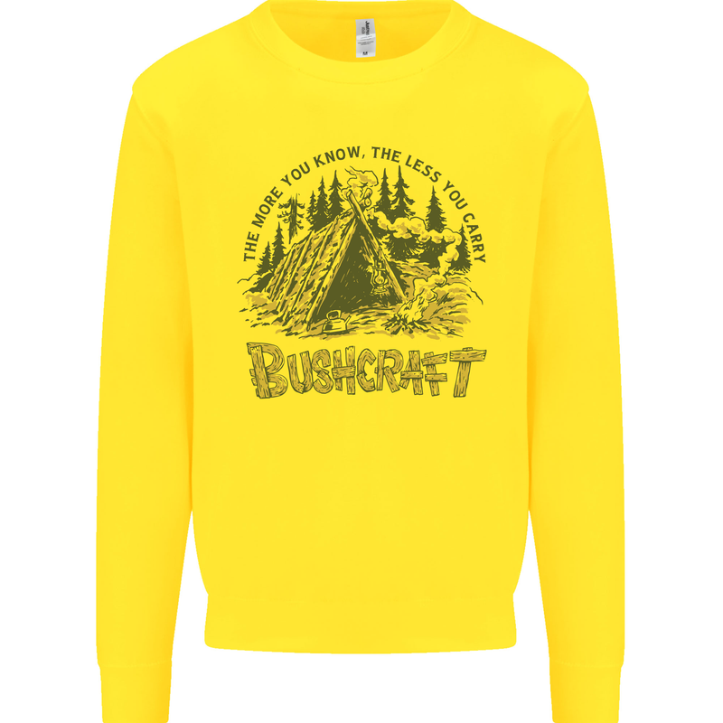 Bushcraft Funny Outdoor Pursuits Scouts Camping Kids Sweatshirt Jumper Yellow