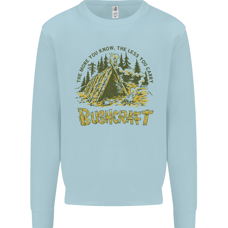 Bushcraft Funny Outdoor Pursuits Scouts Camping Mens Sweatshirt Jumper Light Blue