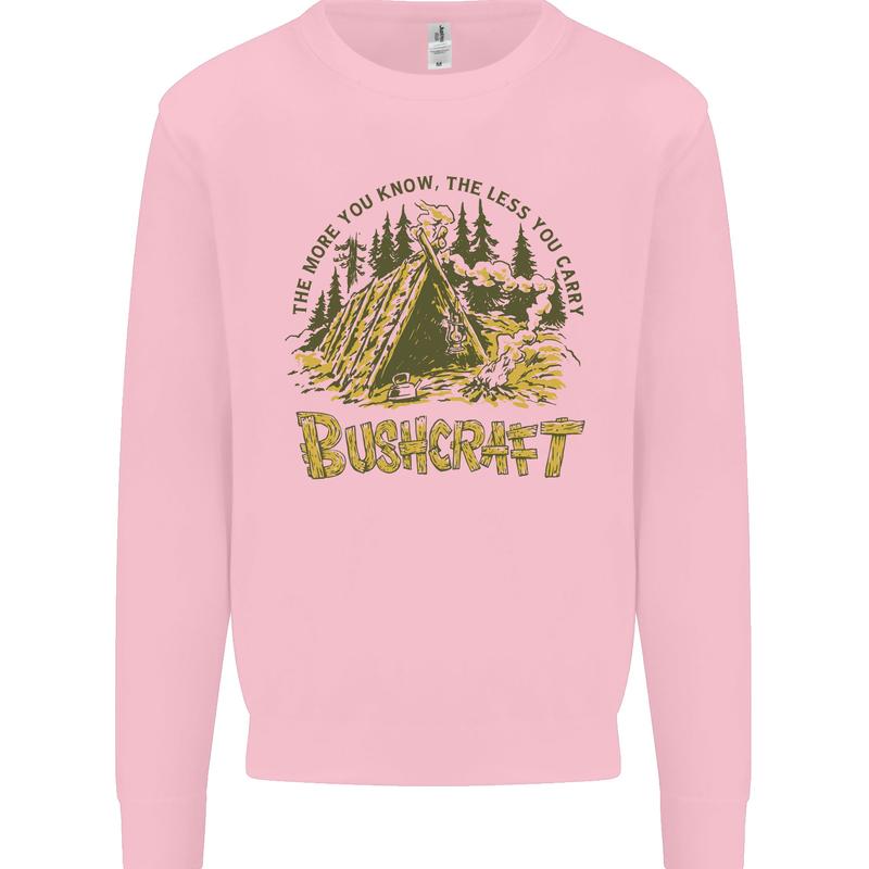 Bushcraft Funny Outdoor Pursuits Scouts Camping Mens Sweatshirt Jumper Light Pink