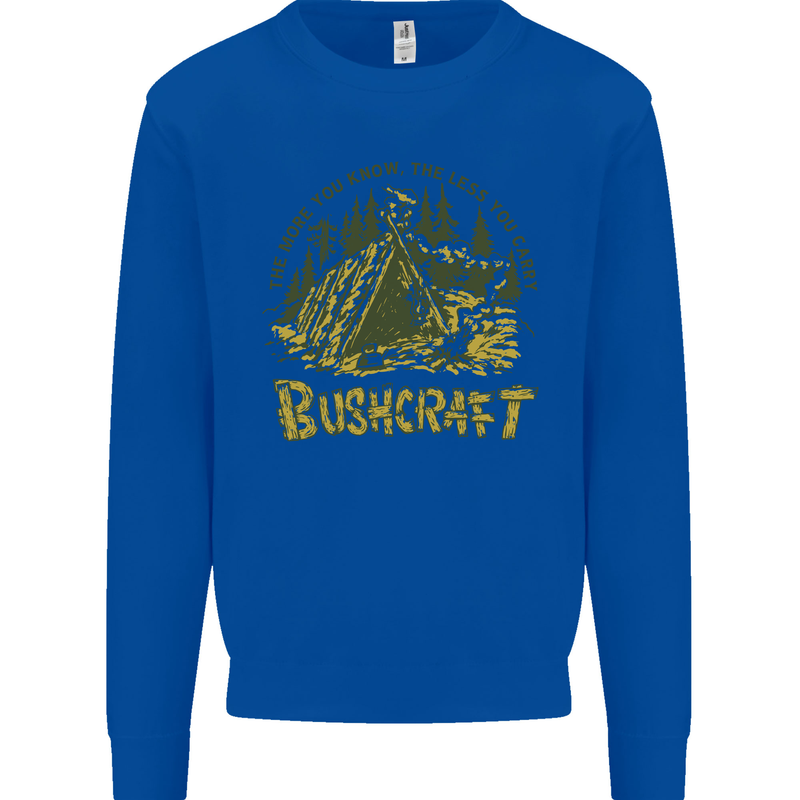 Bushcraft Funny Outdoor Pursuits Scouts Camping Mens Sweatshirt Jumper Royal Blue