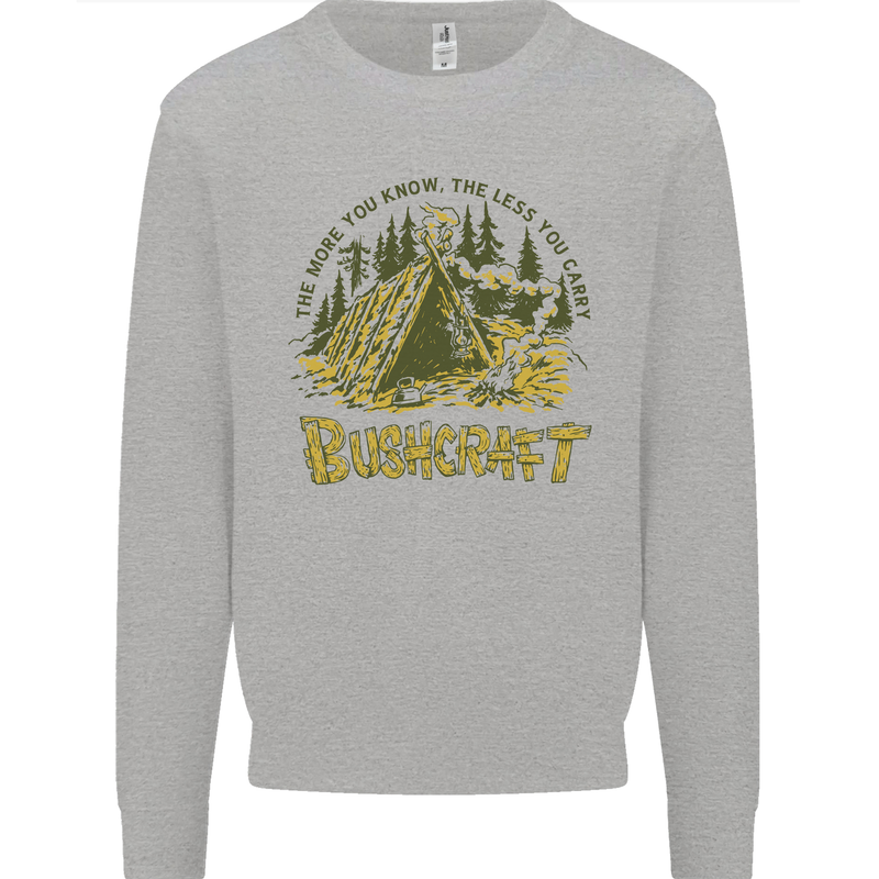 Bushcraft Funny Outdoor Pursuits Scouts Camping Mens Sweatshirt Jumper Sports Grey