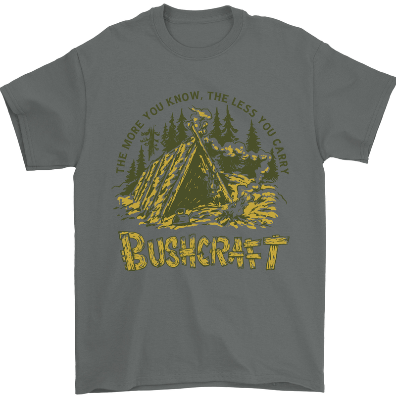 Bushcraft Funny Outdoor Pursuits Scouts Camping Mens T-Shirt 100% Cotton Charcoal