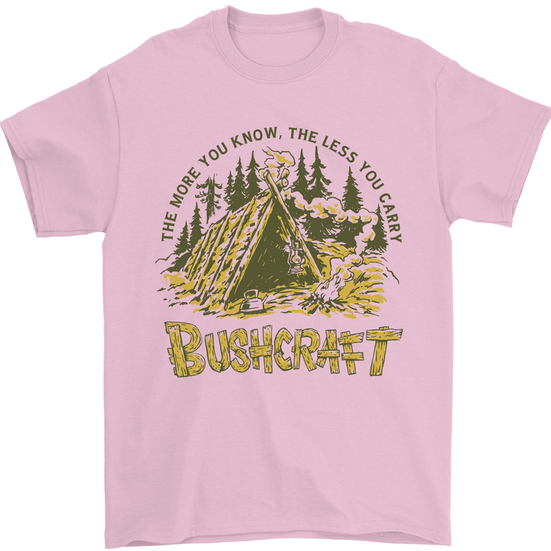 Bushcraft Funny Outdoor Pursuits Scouts Camping Mens T-Shirt 100% Cotton Light Pink
