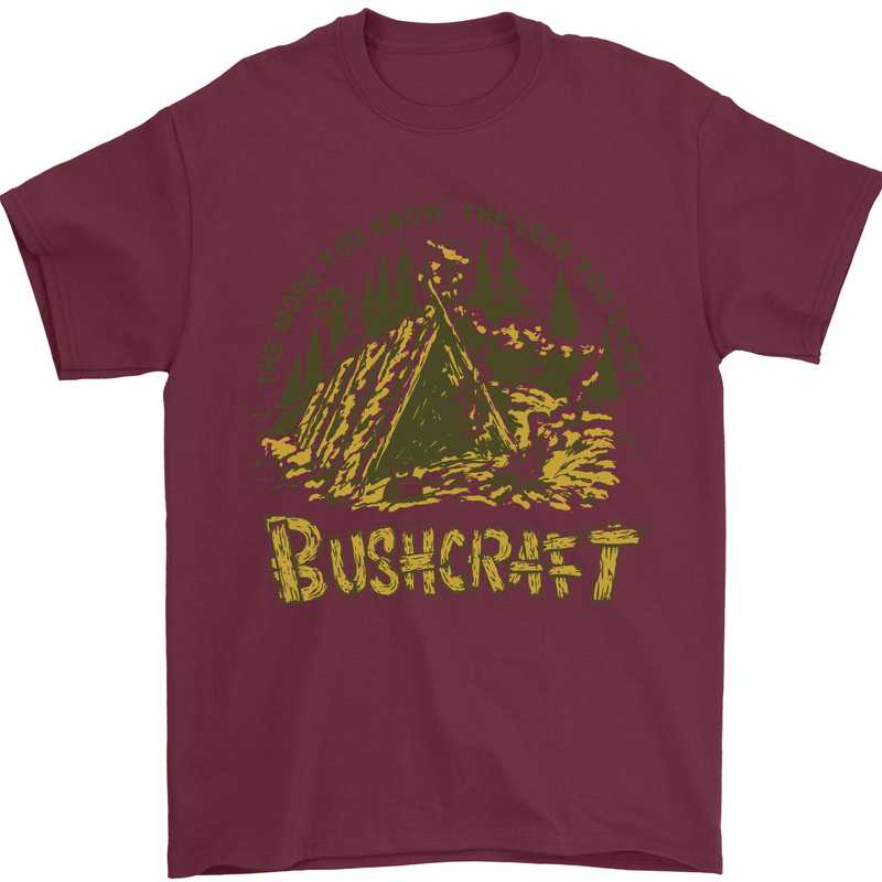 Bushcraft Funny Outdoor Pursuits Scouts Camping Mens T-Shirt 100% Cotton Maroon