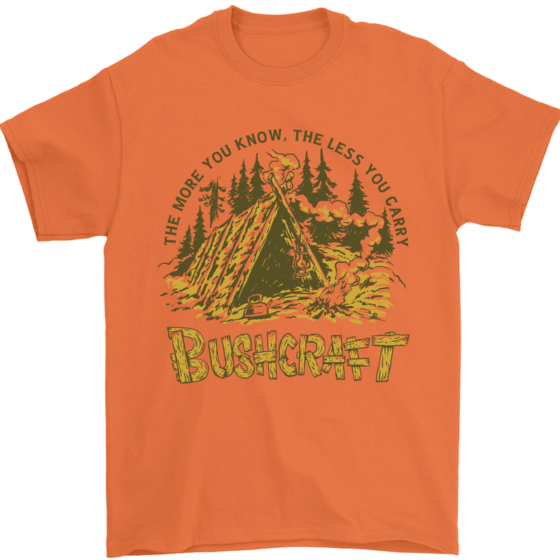 Bushcraft Funny Outdoor Pursuits Scouts Camping Mens T-Shirt 100% Cotton Orange
