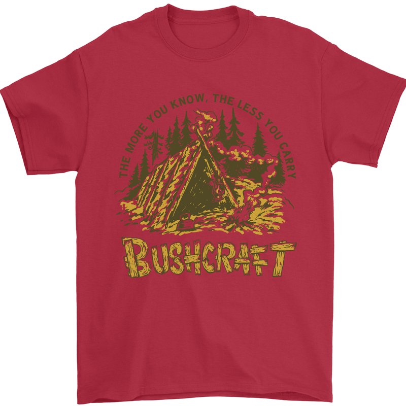 Bushcraft Funny Outdoor Pursuits Scouts Camping Mens T-Shirt 100% Cotton Red