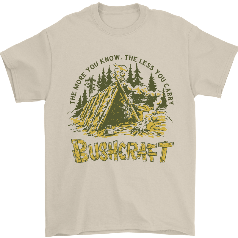 Bushcraft Funny Outdoor Pursuits Scouts Camping Mens T-Shirt 100% Cotton Sand