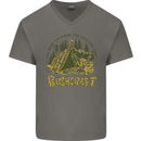 Bushcraft Funny Outdoor Pursuits Scouts Camping Mens V-Neck Cotton T-Shirt Charcoal