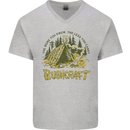 Bushcraft Funny Outdoor Pursuits Scouts Camping Mens V-Neck Cotton T-Shirt Sports Grey