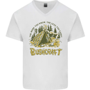 Bushcraft Funny Outdoor Pursuits Scouts Camping Mens V-Neck Cotton T-Shirt White