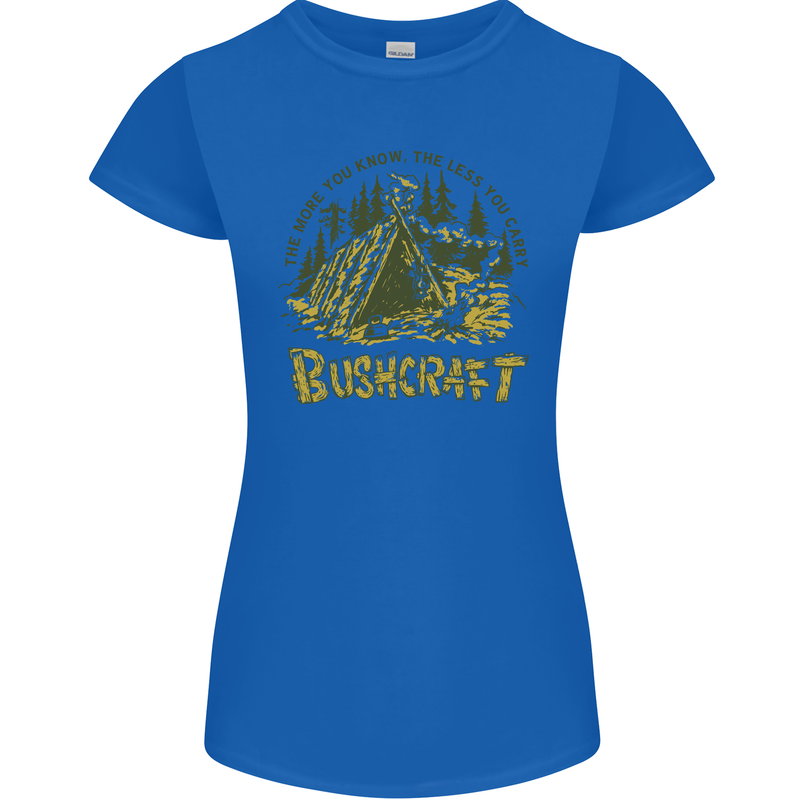 Bushcraft Funny Outdoor Pursuits Scouts Camping Womens Petite Cut T-Shirt Royal Blue