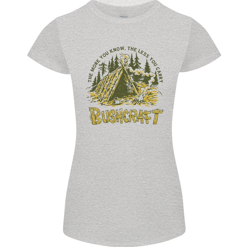 Bushcraft Funny Outdoor Pursuits Scouts Camping Womens Petite Cut T-Shirt Sports Grey