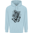 Butterflies & Flowers in the Wild Nature Childrens Kids Hoodie Light Blue