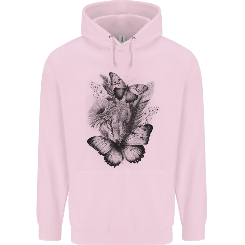 Butterflies & Flowers in the Wild Nature Childrens Kids Hoodie Light Pink