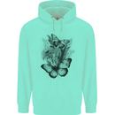 Butterflies & Flowers in the Wild Nature Childrens Kids Hoodie Peppermint