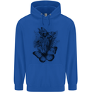 Butterflies & Flowers in the Wild Nature Childrens Kids Hoodie Royal Blue