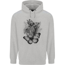 Butterflies & Flowers in the Wild Nature Childrens Kids Hoodie Sports Grey