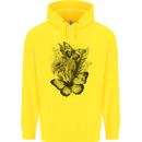 Butterflies & Flowers in the Wild Nature Childrens Kids Hoodie Yellow