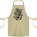 Butterflies & Flowers in the Wild Nature Cotton Apron 100% Organic Khaki