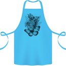 Butterflies & Flowers in the Wild Nature Cotton Apron 100% Organic Turquoise
