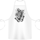 Butterflies & Flowers in the Wild Nature Cotton Apron 100% Organic White