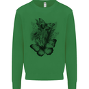 Butterflies & Flowers in the Wild Nature Kids Sweatshirt Jumper Irish Green