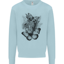 Butterflies & Flowers in the Wild Nature Kids Sweatshirt Jumper Light Blue