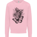 Butterflies & Flowers in the Wild Nature Kids Sweatshirt Jumper Light Pink
