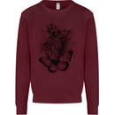 Butterflies & Flowers in the Wild Nature Kids Sweatshirt Jumper Maroon