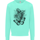 Butterflies & Flowers in the Wild Nature Kids Sweatshirt Jumper Peppermint