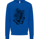 Butterflies & Flowers in the Wild Nature Kids Sweatshirt Jumper Royal Blue