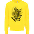 Butterflies & Flowers in the Wild Nature Kids Sweatshirt Jumper Yellow