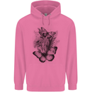 Butterflies & Flowers in the Wild Nature Mens 80% Cotton Hoodie Azelea