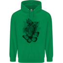 Butterflies & Flowers in the Wild Nature Mens 80% Cotton Hoodie Irish Green