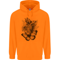 Butterflies & Flowers in the Wild Nature Mens 80% Cotton Hoodie Orange