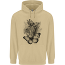 Butterflies & Flowers in the Wild Nature Mens 80% Cotton Hoodie Sand