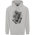 Butterflies & Flowers in the Wild Nature Mens 80% Cotton Hoodie Sports Grey