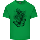 Butterflies & Flowers in the Wild Nature Mens Cotton T-Shirt Tee Top Irish Green