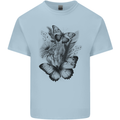 Butterflies & Flowers in the Wild Nature Mens Cotton T-Shirt Tee Top Light Blue
