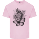 Butterflies & Flowers in the Wild Nature Mens Cotton T-Shirt Tee Top Light Pink
