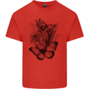 Butterflies & Flowers in the Wild Nature Mens Cotton T-Shirt Tee Top Red