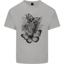 Butterflies & Flowers in the Wild Nature Mens Cotton T-Shirt Tee Top Sports Grey